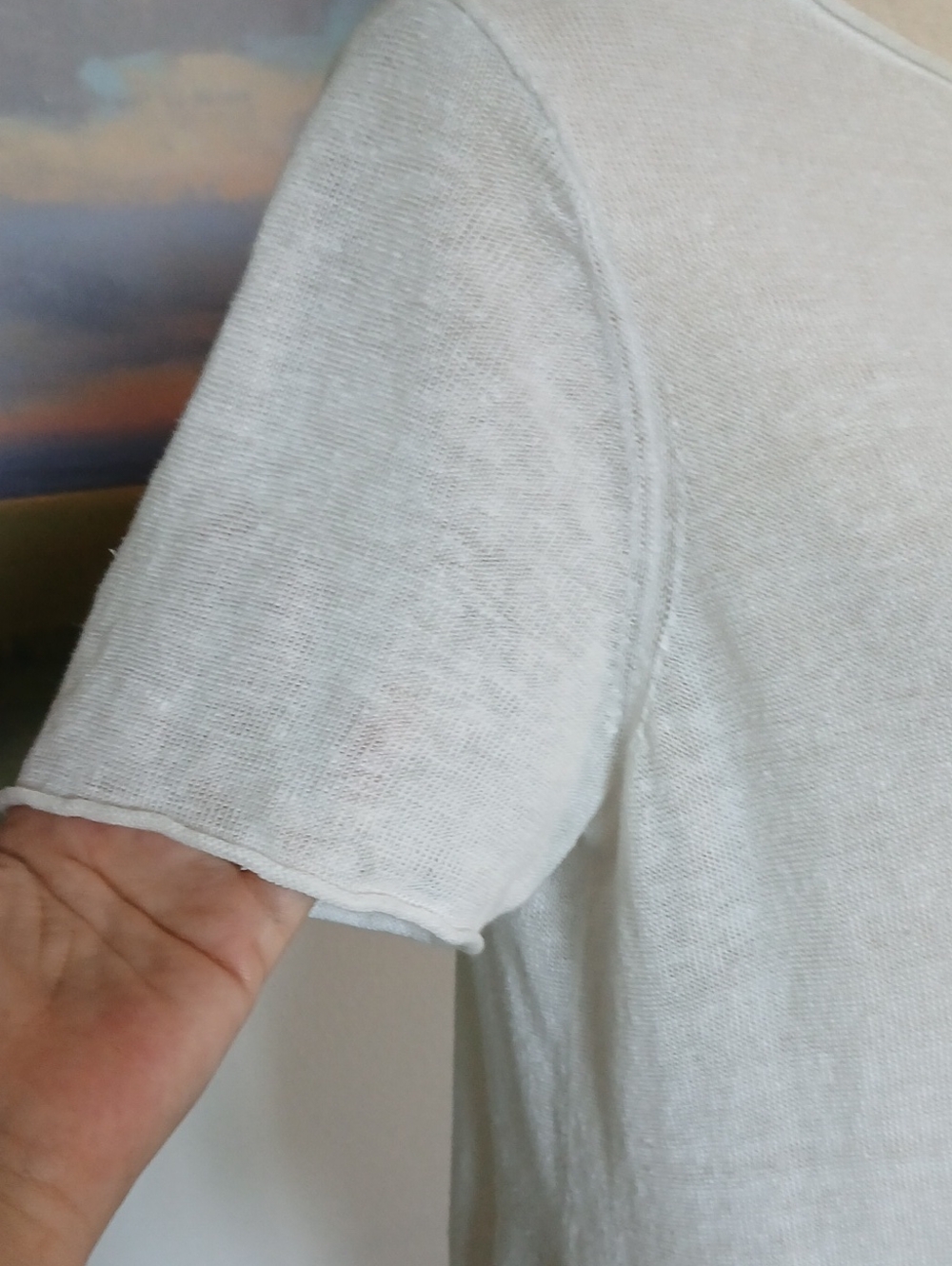 Eileen Fisher Lightweight 100% Organic White Linen Knit Tunic Sz M - Picture 7 of 8